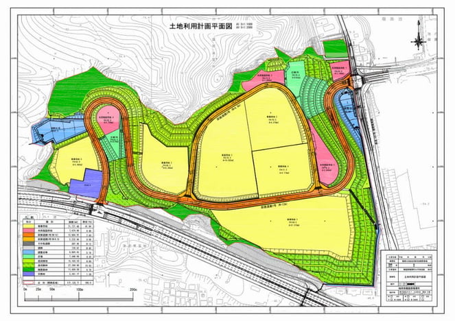 土地利用計画平面図。企業が立地する６区画が分かる
